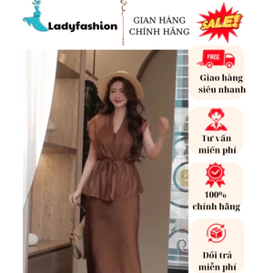 Set chân váy lụa dáng dài 2 dây cao cấp mix áo khoác ngoài kèm dây đai phù hợp đi chơi, dự phong cách Hàn Quốc