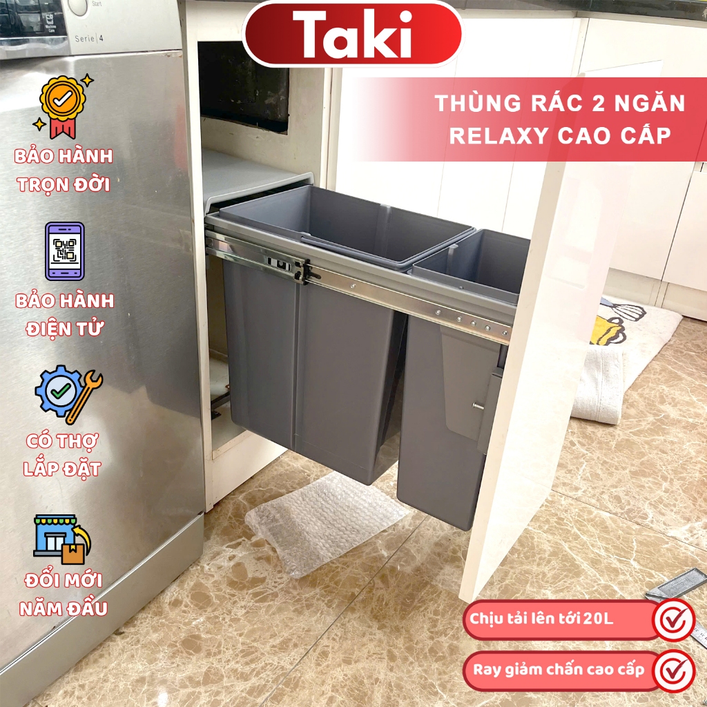 Thùng rác âm tủ 2 ngăn