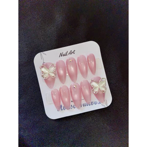 Nailbox Mã [ H03 ] Mắt Mèo Tone Hồng Dễ Thương - Thiết Kế Thủ Công Với Chi Tiết Bướm Sang Trọng