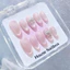 Nailbox [ Mã T16 ] Mắt Mèo Hồng & Xám Đính Nơ Đơn Giản Nhẹ Nhàng - Thiết Kế Thủ Công
