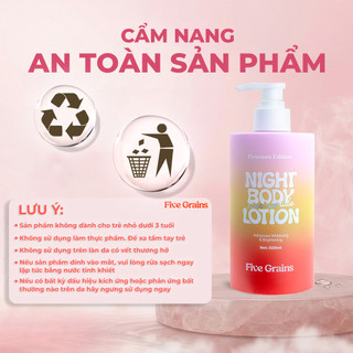 [Y373] Kem dưỡng trắng da Body Cao cấp FIVE GRAINS - Ban Đêm - Niacinamide, Alpha-Arbutin  bản nâng cấp 500ML