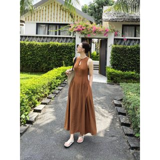 Váy tơ nữ dáng dài bổ can phồng hông HAGOO thiết kế tôn dáng phù hợp đi chơi đi du lịch  [V9073]