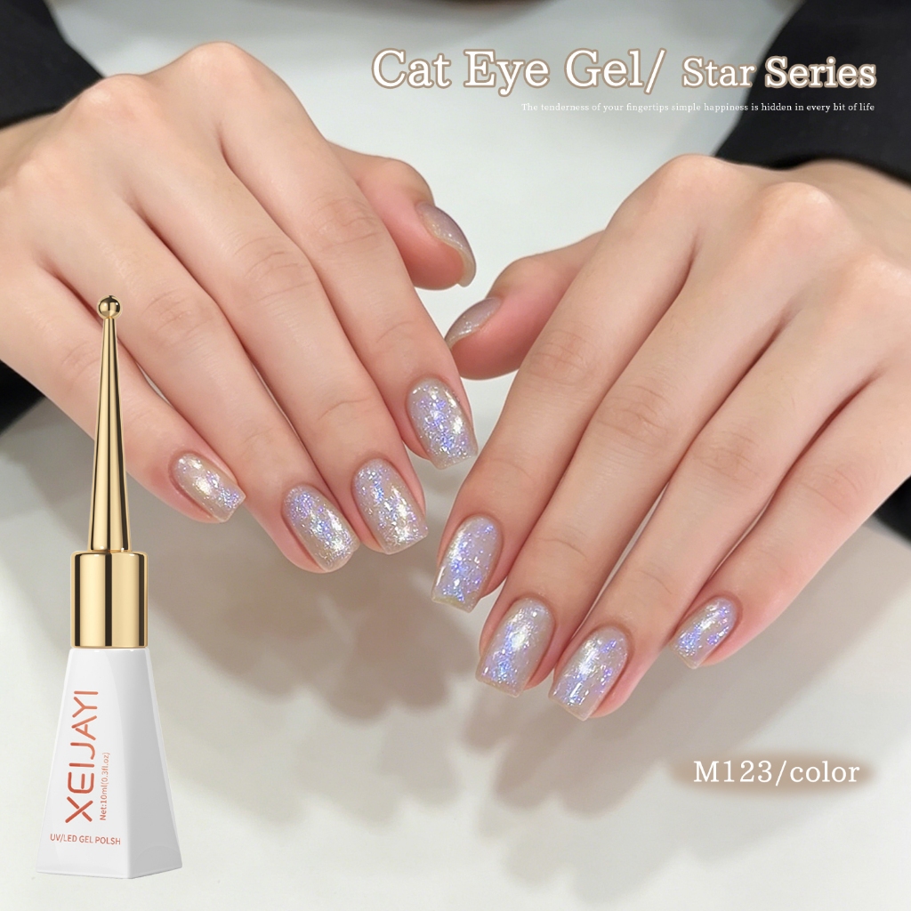 XEIJAYI 10ml — Sơn móng tay dạng gel mắt mèo màu tím mới, bền màu và bóng, hoàn hảo cho việc tự làm nghệ thuật vẽ móng.