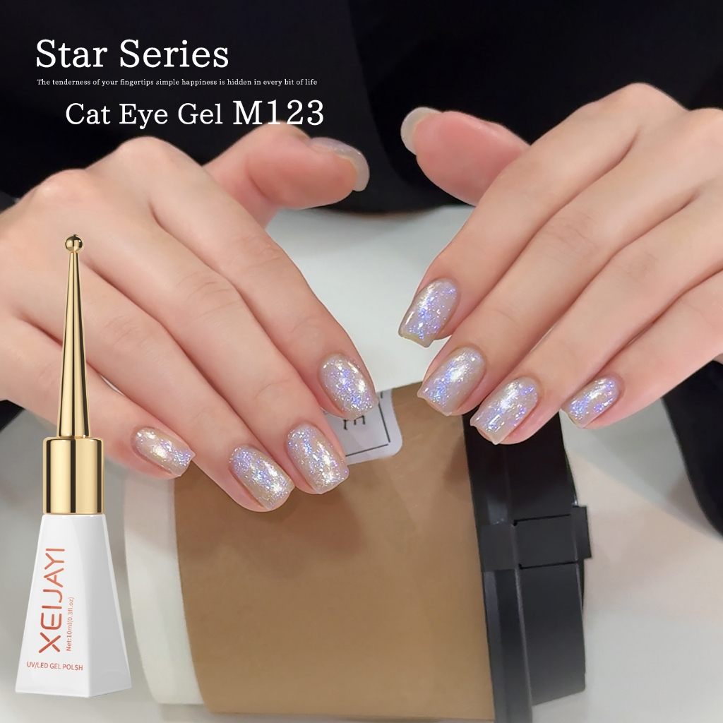 XEIJAYI 10ml — Sơn móng tay dạng gel mắt mèo màu tím mới, bền màu và bóng, hoàn hảo cho việc tự làm nghệ thuật vẽ móng.