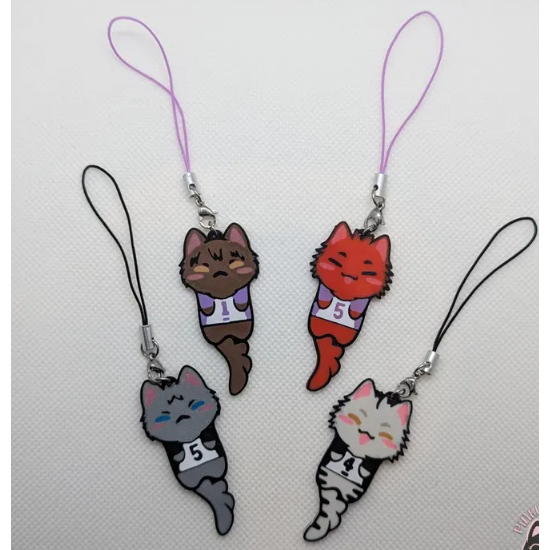 Haikyuu Phone Charm Cats | Ushijima, Tendo, Bokuto, Akaashi | 3d printing | Haikyuu Keychain | Kawaii Amulet