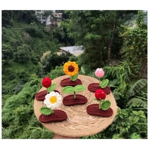 Kẹp Tóc Mầm Cây Len Handmade , Kẹp Tóc Mái Hoa Len Nhiều Mẫu Xinh
