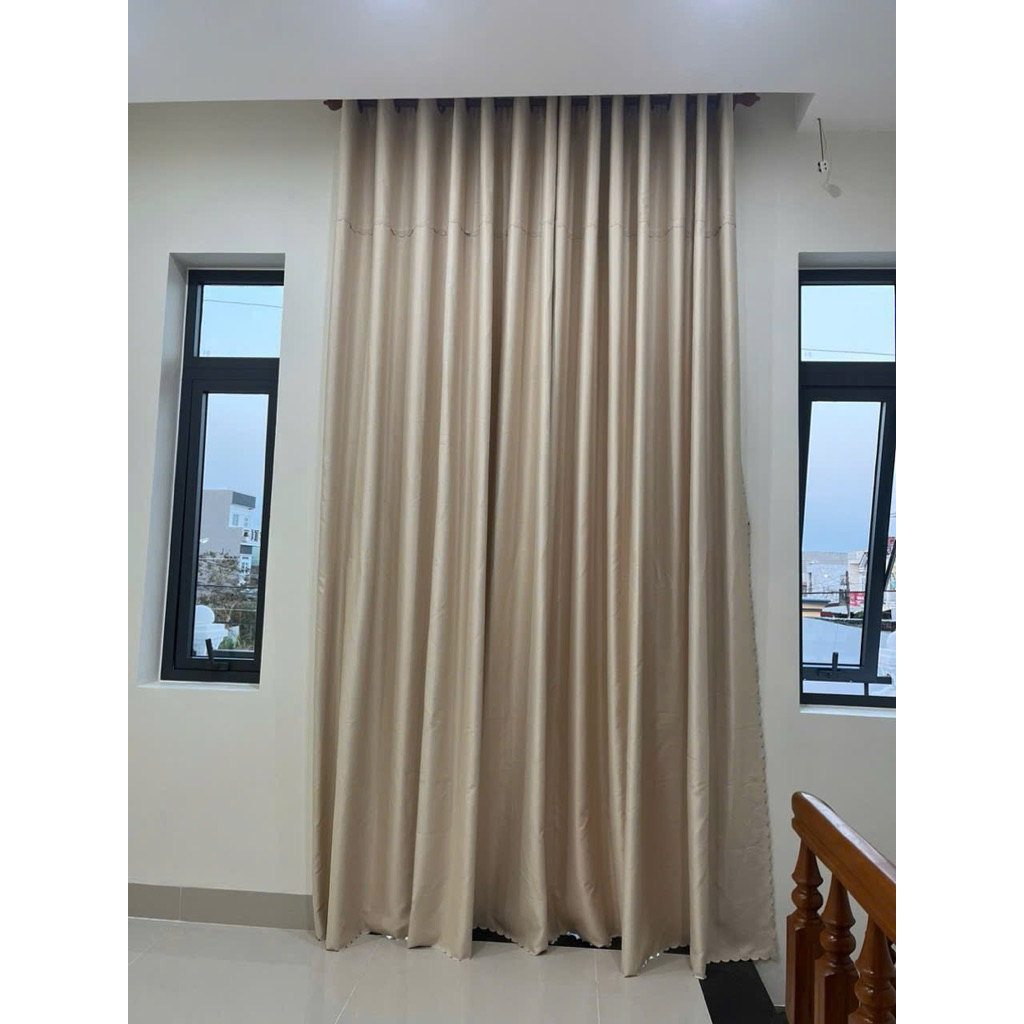 (size lớn)Rèm Cửa Cao Cấp, Vải Lụa, Rèm Khoen, Màu Vàng Kem, Không Họa Tiết,Trang Trí Phòng Ngủ, Phòng Khách Sang Trọng