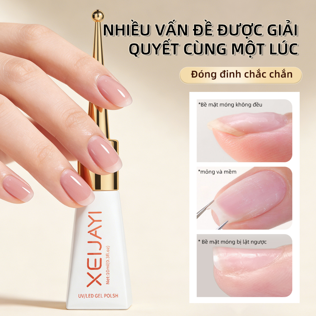 XEIJAYI 10ml làm móng mở rộng đế xây dựng keo san lấp mặt bằng gia cố 4 trong 1 chức năng keo dán móng nghệ thuật DIY