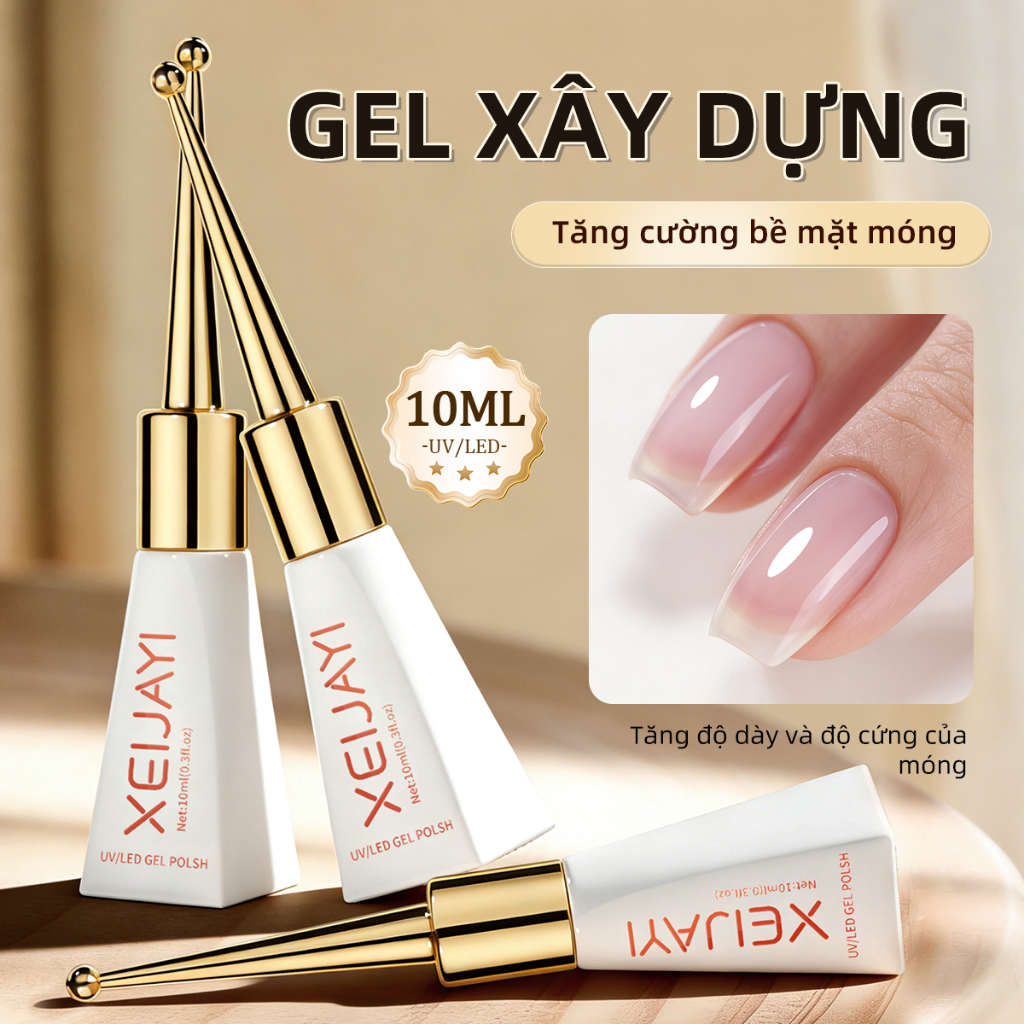 XEIJAYI 10ml làm móng mở rộng đế xây dựng keo san lấp mặt bằng gia cố 4 trong 1 chức năng keo dán móng nghệ thuật DIY