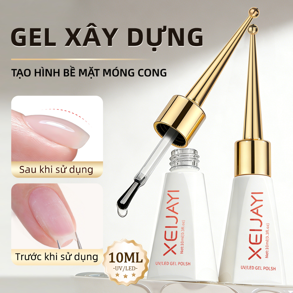 XEIJAYI 10ml làm móng mở rộng đế xây dựng keo san lấp mặt bằng gia cố 4 trong 1 chức năng keo dán móng nghệ thuật DIY