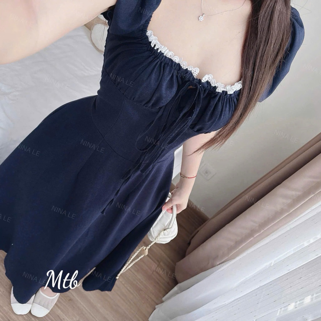 Đầm Body Nữ Tay Ngắn Cổ Vuông, Đầm Nữ Dáng Dài