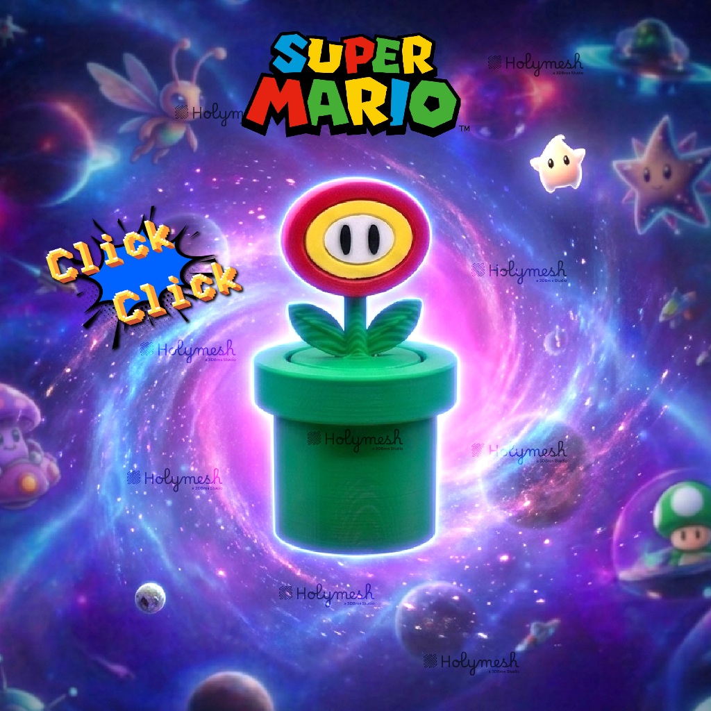Đồ chơi in 3d Fire Flower Mario Clicker ấn giảm stress kèm 1 switch, Hoa lửa nhiều màu - Holymesh