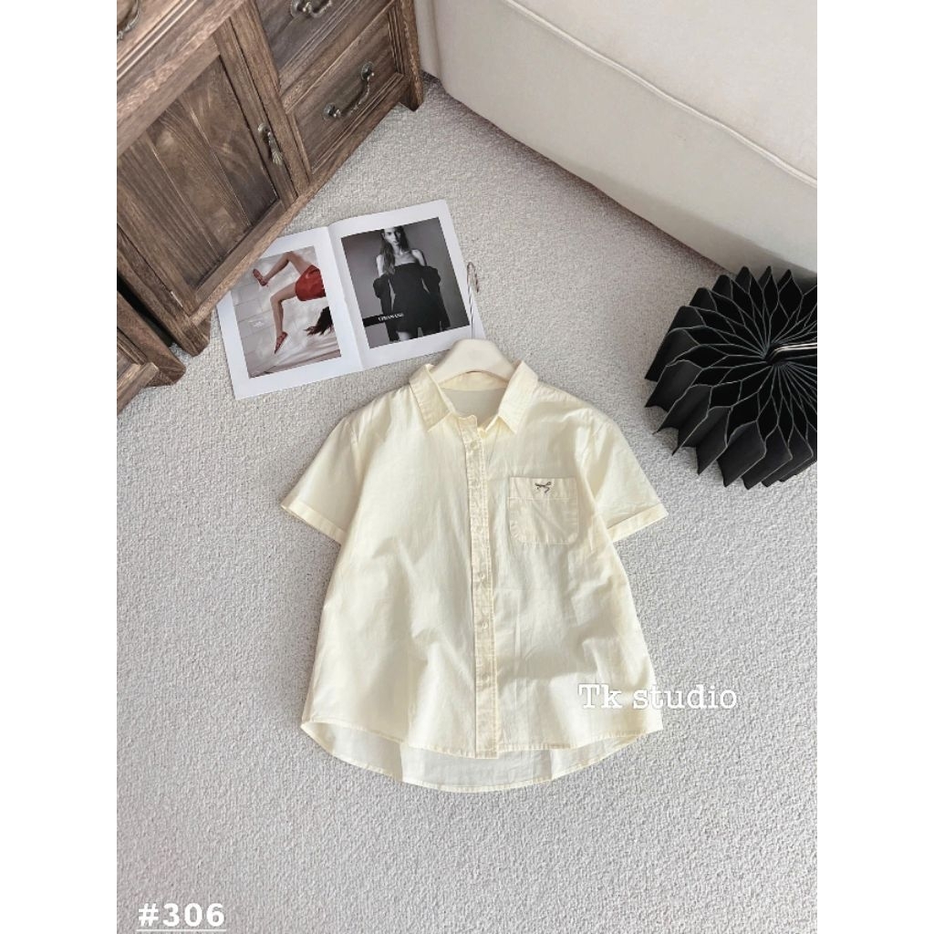 [𝑯𝒂 𝑨𝒏𝒉] Áo Sơ Mi Cộc Túi Nơ QCL1