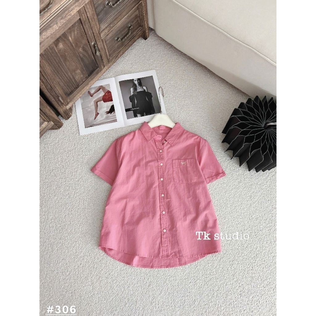 [𝑯𝒂 𝑨𝒏𝒉] Áo Sơ Mi Cộc Túi Nơ QCL1