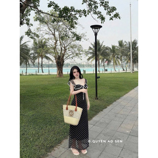 VÁY CHẤM BI DÁNG DÀI VIỀN BÈO HOT HIT