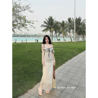 VÁY CHẤM BI DÁNG DÀI VIỀN BÈO HOT HIT