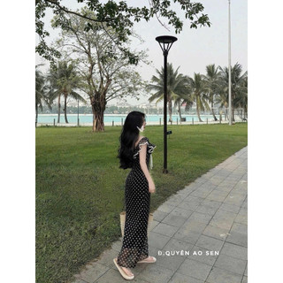 VÁY CHẤM BI DÁNG DÀI VIỀN BÈO HOT HIT