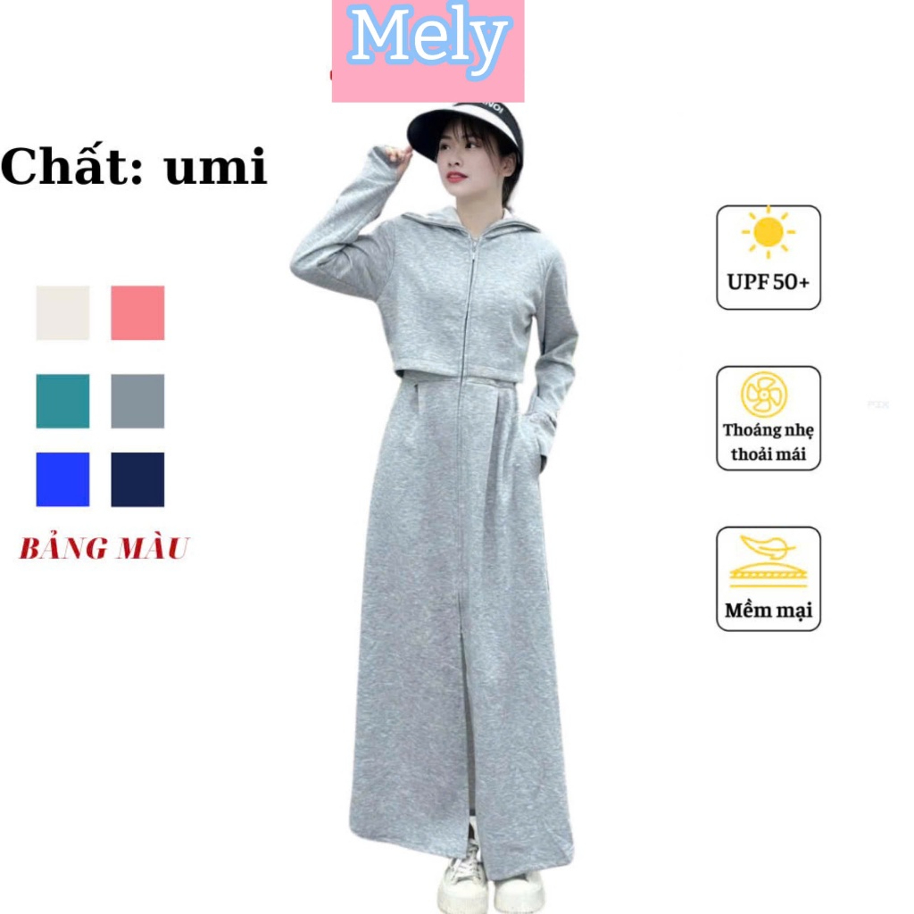 Áo chống nắng toàn thân nữ chất umi hànuvt 50++ from dáng đẹp chất liệu thoáng mát thấm hút mồ hôi