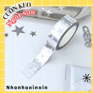 CUỘN KEO BẠC_ Cuộn 2 mét Băng Keo Bạc Ngôi Sao, Washi bạc decor, trang trí