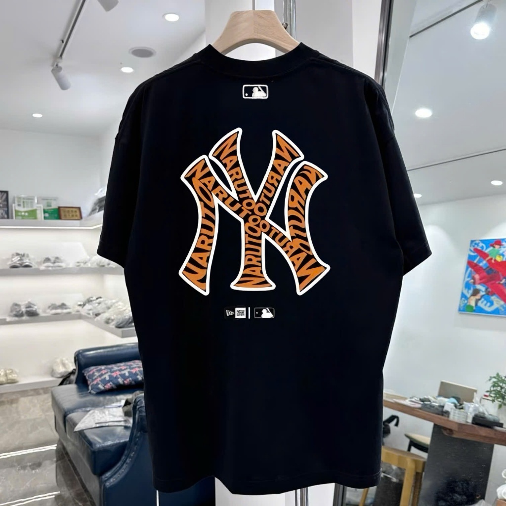 Áo phông MLB  KOREA nam nữ cao cấp, 100% cotton co giãn 2 chiều , định lượng 250gms,NY VẰN CAM