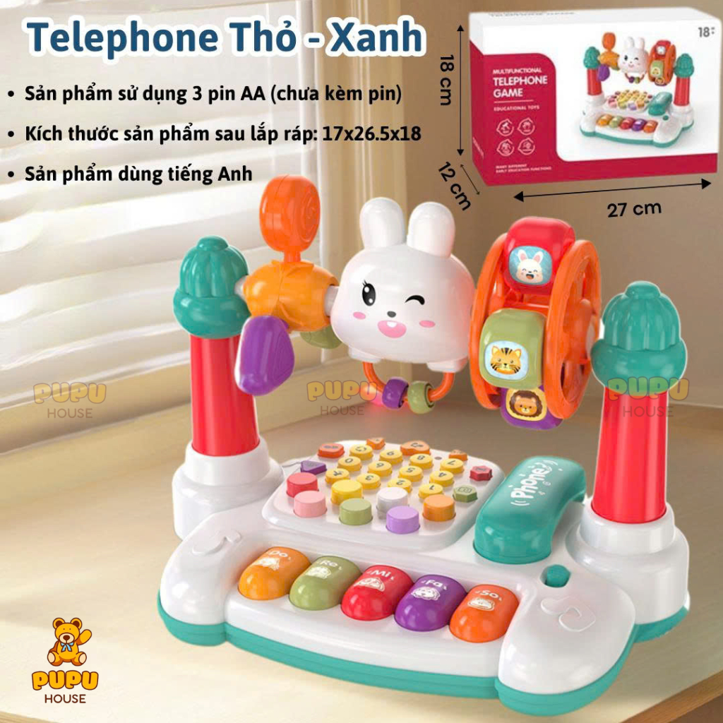 Đồ Chơi Điện Thoại Thỏ Có Đàn Đồ Chơi Bận Rộn - Đồ Chơi PUPU HOUSE