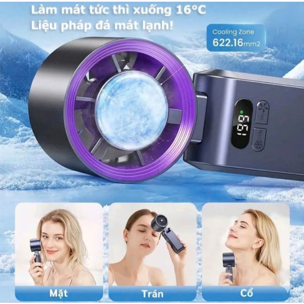 Quạt Mini Fan – Làm Mát Nhanh Với Sò Lạnh, 199 Chế Độ Gió Gập Gọn