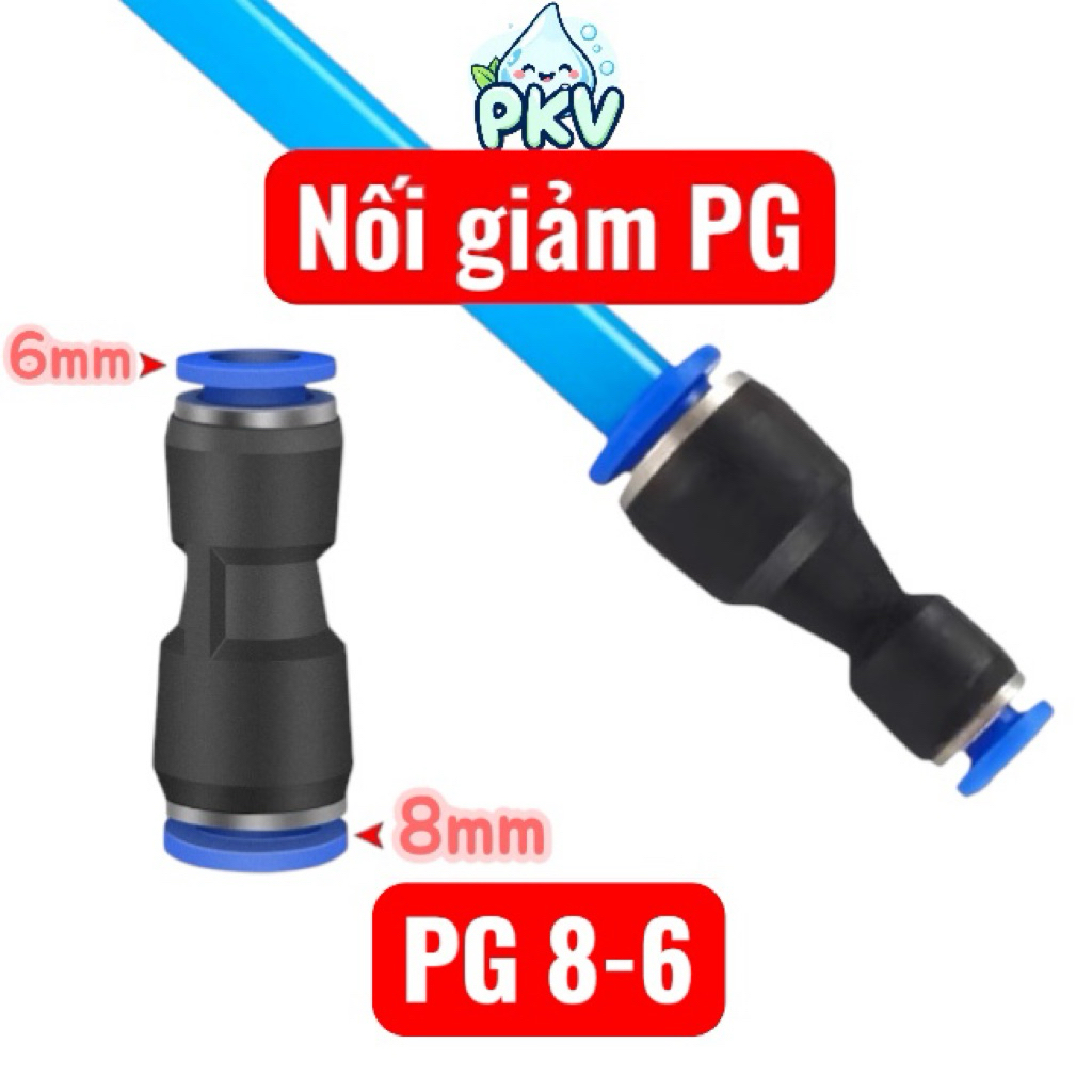 [Giá Rẻ] Combo 10 Cút Nối Giảm PG 8-6 (8mm Ra 6mm) – Đầu Nối Ống PU PE PV Khí Nén, Phun Sương, Tưới Nhỏ Giọt