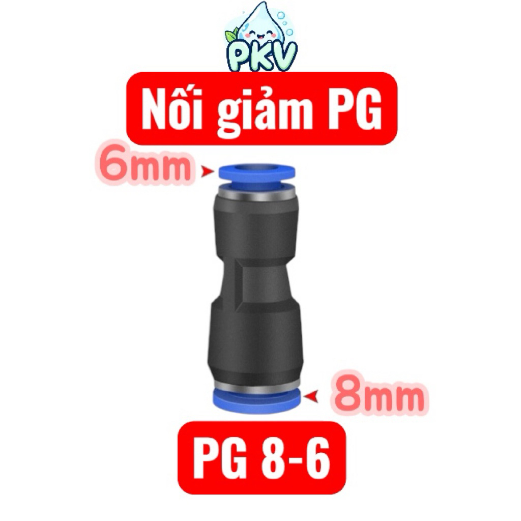 [Giá Rẻ] Combo 10 Cút Nối Giảm PG 8-6 (8mm Ra 6mm) – Đầu Nối Ống PU PE PV Khí Nén, Phun Sương, Tưới Nhỏ Giọt