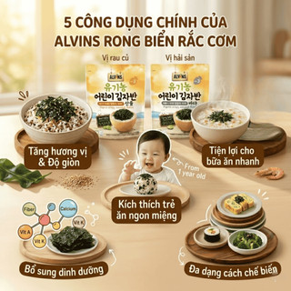Rong biển hữu cơ rắc cơm cho bé Alvins Hàn Quốc 21g (Vị Rau củ/ Vị Hải sản)