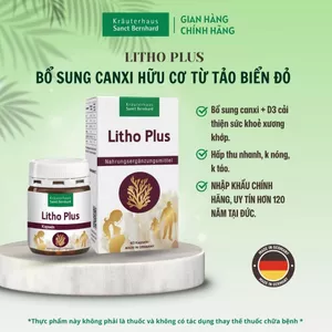 Combo 2 hộp Viên uống bổ sung canxi hữu cơ tảo biển đỏ LITHO PLUS hấp thu nhanh, k nóng