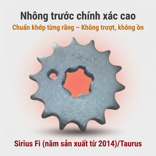 Nhông Sên Dĩa Giá Rẻ: Dĩa Đen + Sên Đen 428 9 Ly (14T-40T-108L) – Sirius Fi (Từ 2014) / Taurus