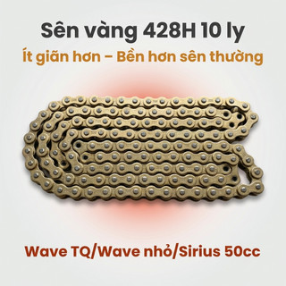 Nhông Sên Dĩa Giá Rẻ Dĩa Đen + Sên Vàng 428H 10 Ly (14T-36T-106L) – Wave TQ / Wave Nhỏ / Sirius 50cc