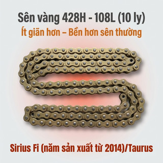 Nhông Sên Dĩa Giá Rẻ: Dĩa Đen + Sên Vàng 428H 10 Ly (14T-40T-108L) – Sirius Fi (Từ 2014) / Taurus