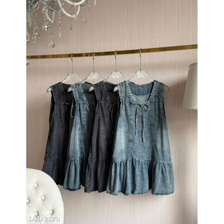 Váy Suông Jeans Bò Mềm Xoè Sát Nách Chuẩn Linh Hoàng