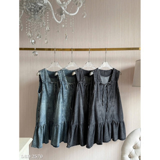 Váy Suông Jeans Bò Mềm Xoè Sát Nách Chuẩn Linh Hoàng