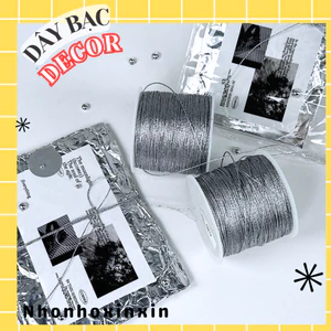 Cuộn 50m RUY BĂNG BẠC Siêu Mịn Thẻ Ra Sổ Tay Quà Tặng Trang Trí Dây Packing gói card