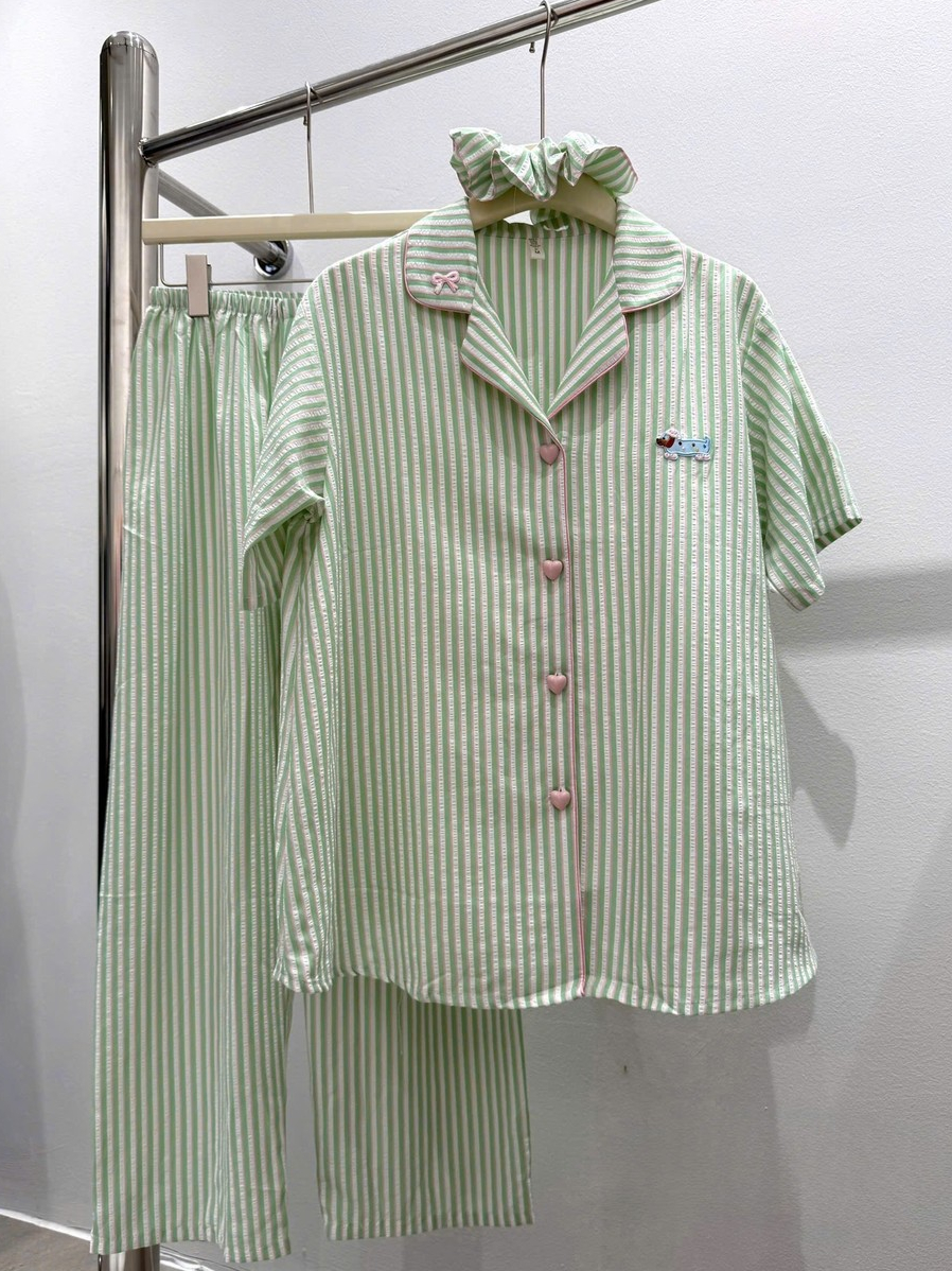 Product image MitkyClothingStore | Bộ ngủ nữ QC cao cấp vải mềm mịn thoáng mát sọc pastel form rộng chuẩn Hàn 1