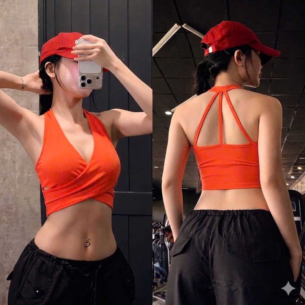 MIDORI SPORT - ÁO CROPTOP 3 DÂY LƯNG C03 - POLLY THUN LẠNH - MÚT RỜI - THÍCH HỢP ĐI TẬP GYM , YOGA , AEROBIC