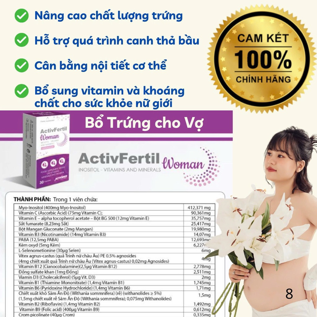 ActivFertil Bổ Trứng - Bổ Vợ Chồng Nhập Khẩu Chính Hãng Tây Ban Nha Hỗ Trợ Quá Trình Sinh Sản Tăng Cường Sức Khỏe Cho Cả