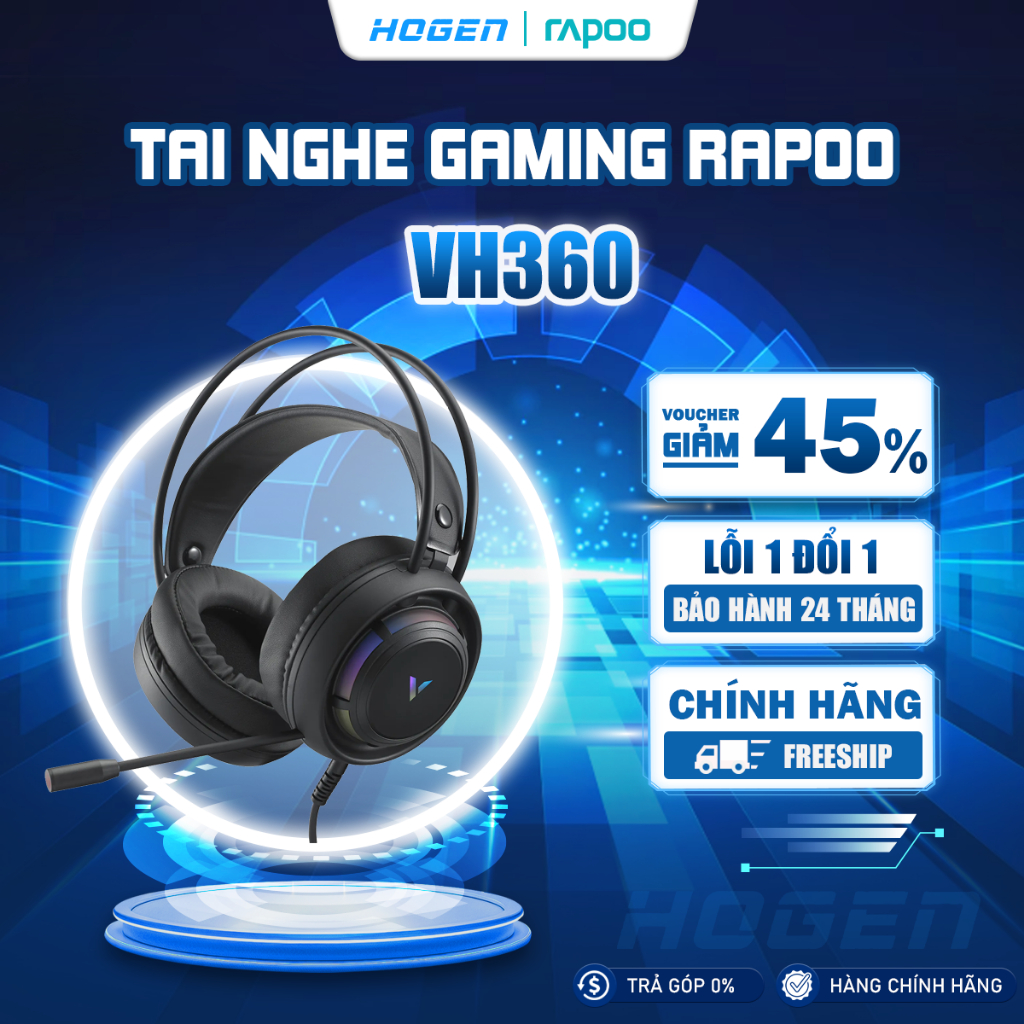 Tai Nghe Gaming Rapoo VH360 | Mic Khử Ồn | Led RGB  | Bền | Bảo hành 24 tháng