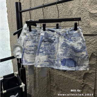 QCL1 6582 Chân váy jeans loang dáng A đang siêu hot bên Trung, cực chất chơi