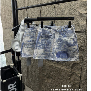 QCL1 6582 Chân váy jeans loang dáng A đang siêu hot bên Trung, cực chất chơi