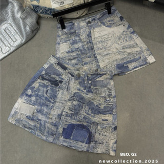 QCL1 6582 Chân váy jeans loang dáng A đang siêu hot bên Trung, cực chất chơi