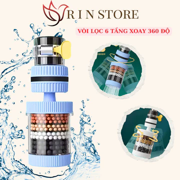 Vòi Lọc Nước 6 Tầng Đầu Lọc Nước Than Tính Xoay 360° Linh Hoạt Lọc Trực Tiếp Tại Vòi Dễ Lắp Đặt RIN
