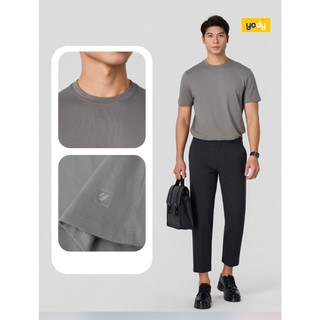 Áo thun cổ tròn nam YODY dáng slimfit, thoáng mát, co giãn MCTS26S058