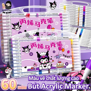 Bút Acrylic Marker 60 Màu Cao Cấp – Bút Vẽ, Tô, Viết Đầu Brush, Dùng Cho Handmade & Thiết Kế