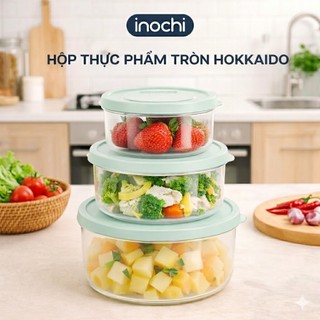 Bộ 3 hộp thực phẩm tròn Inochi - Hokkaido Bộ 500/1000/2000ml và Bộ 750/1500/2500ml (Nhiều màu)