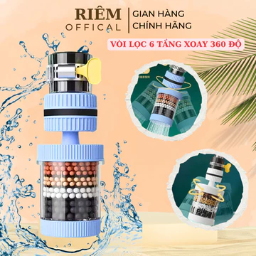 Vòi Lọc Nước 6 Tầng Xoay 360 Độ Đầu Lọc Nước Than Tính Linh Hoạt Lọc Trực Tiếp Tại Vòi Dễ Lắp Đặt RIEM