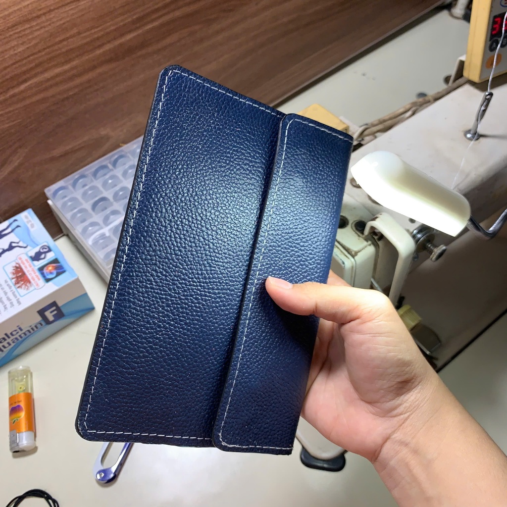 (Da Bò Togo) Ví Da Đựng Giấy Tờ Đăng Kiểm Xe Ô Tô Da Bò Thật Mẫu 01 - Xanh Navy - VDK-DB01-NN