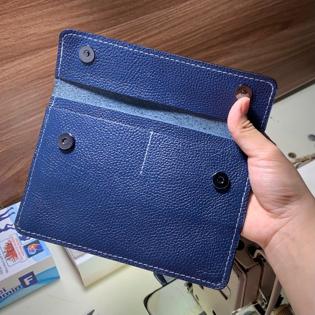 (Da Bò Togo) Ví Da Đựng Giấy Tờ Đăng Kiểm Xe Ô Tô Da Bò Thật Mẫu 01 - Xanh Navy - VDK-DB01-NN